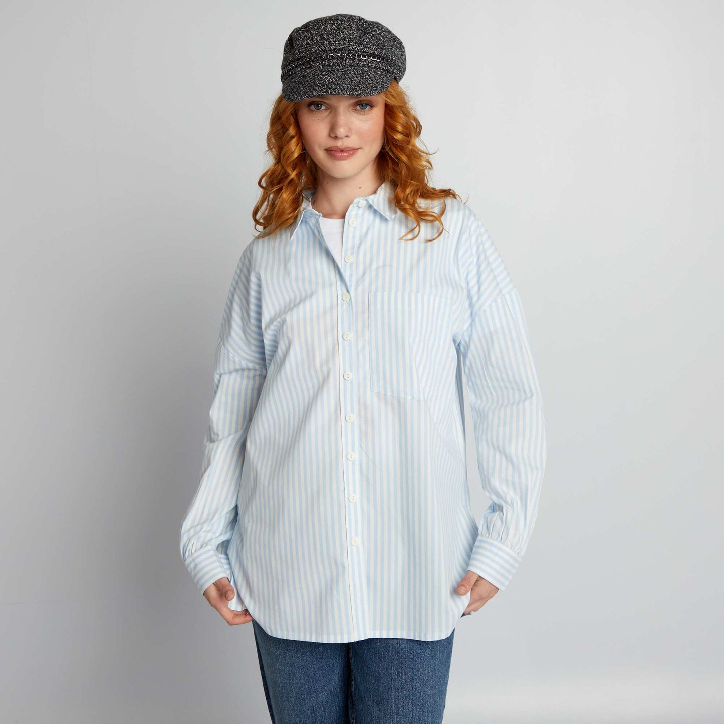 Chemise oversize en popeline Bleu