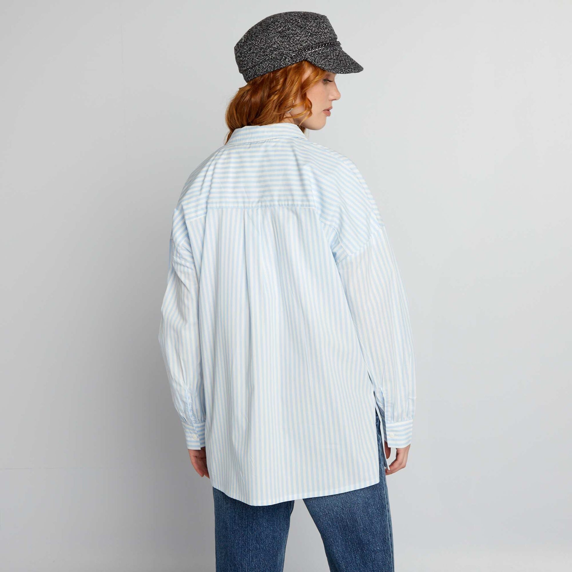 Chemise oversize en popeline Bleu