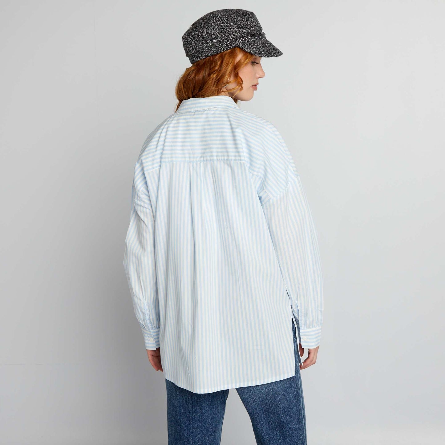 Chemise oversize en popeline Bleu