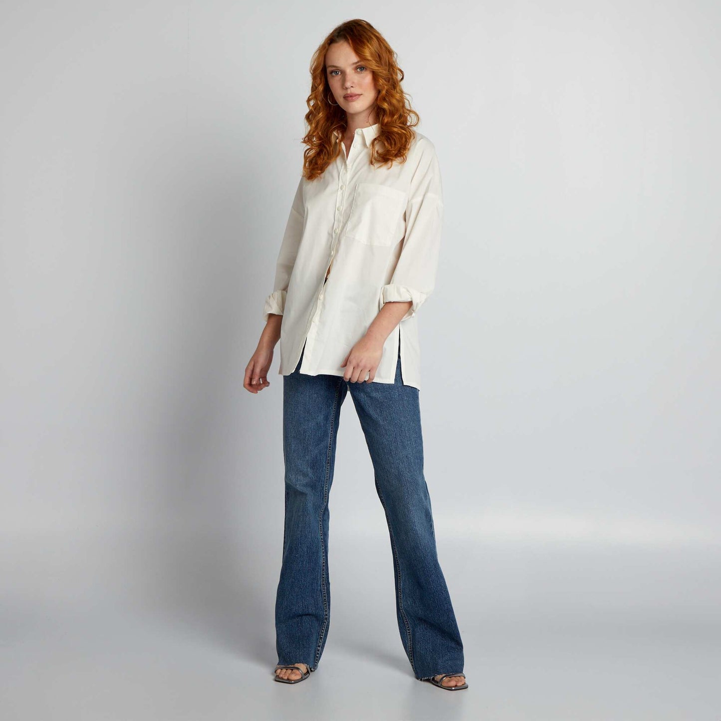 Chemise oversize en popeline Blanc