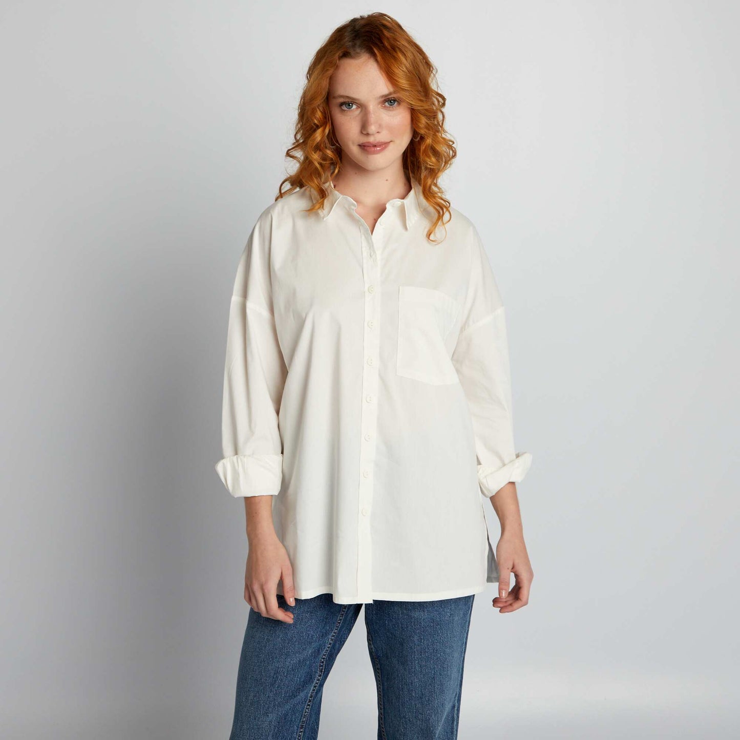 Chemise oversize en popeline Blanc