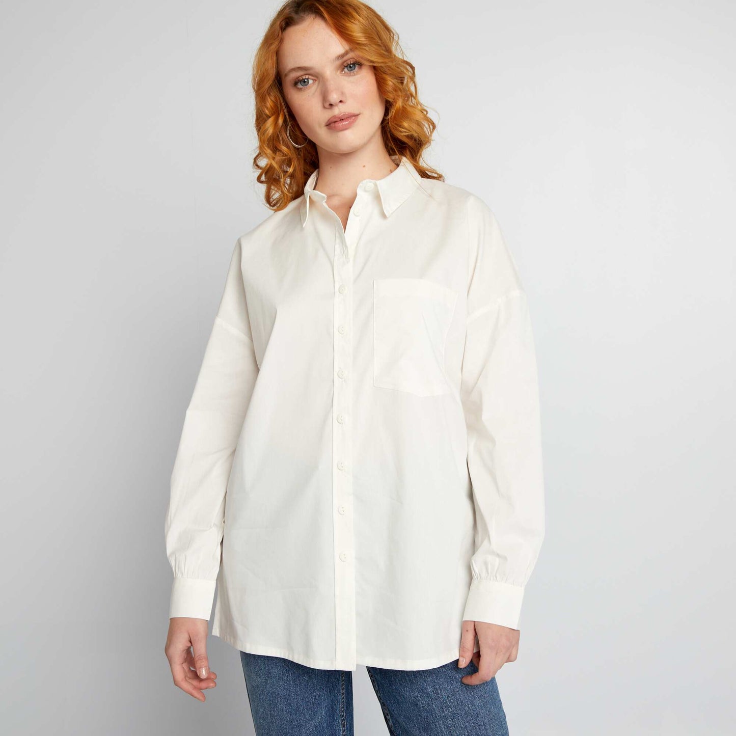 Chemise oversize en popeline Blanc