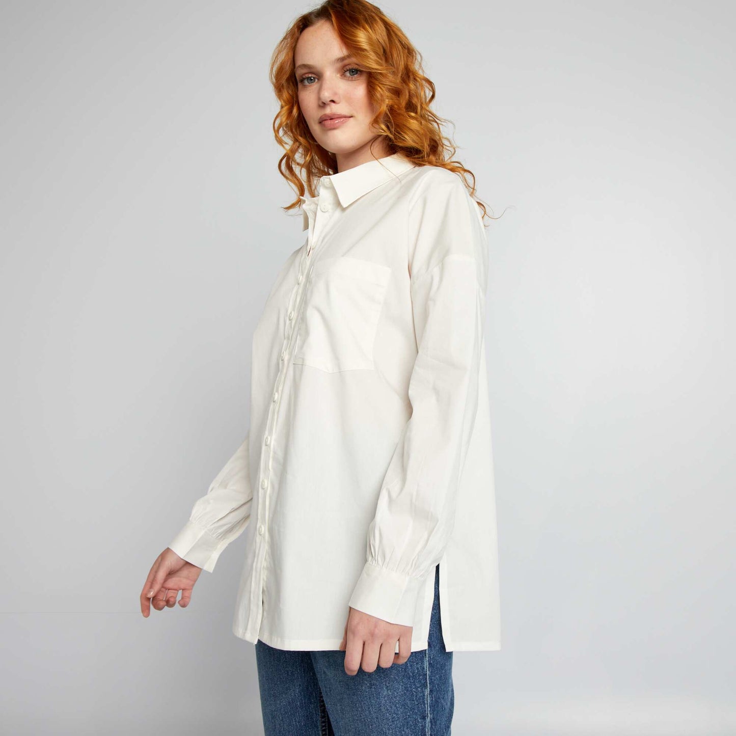 Chemise oversize en popeline Blanc