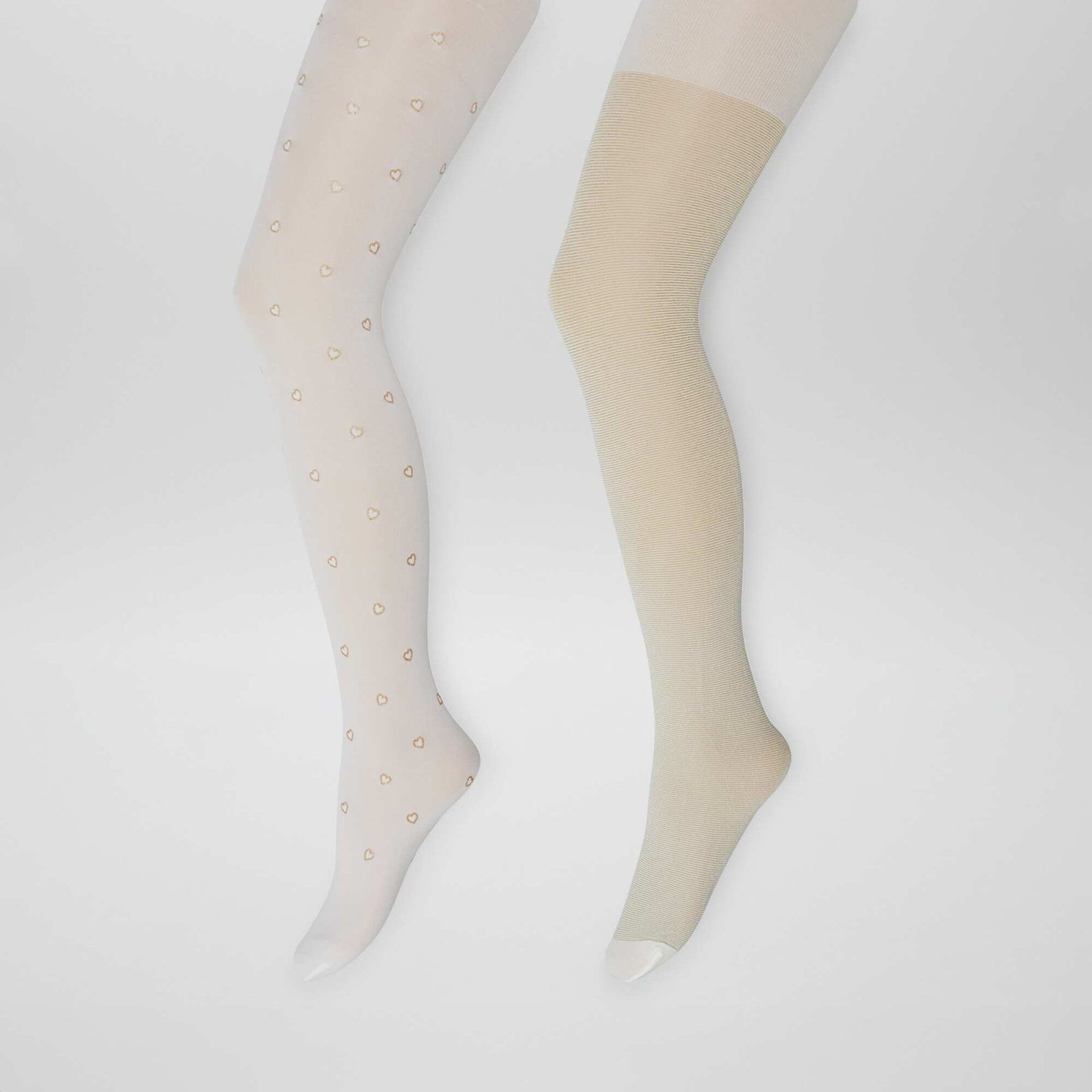 Lot de 2 collants l gers fantaisie Beige