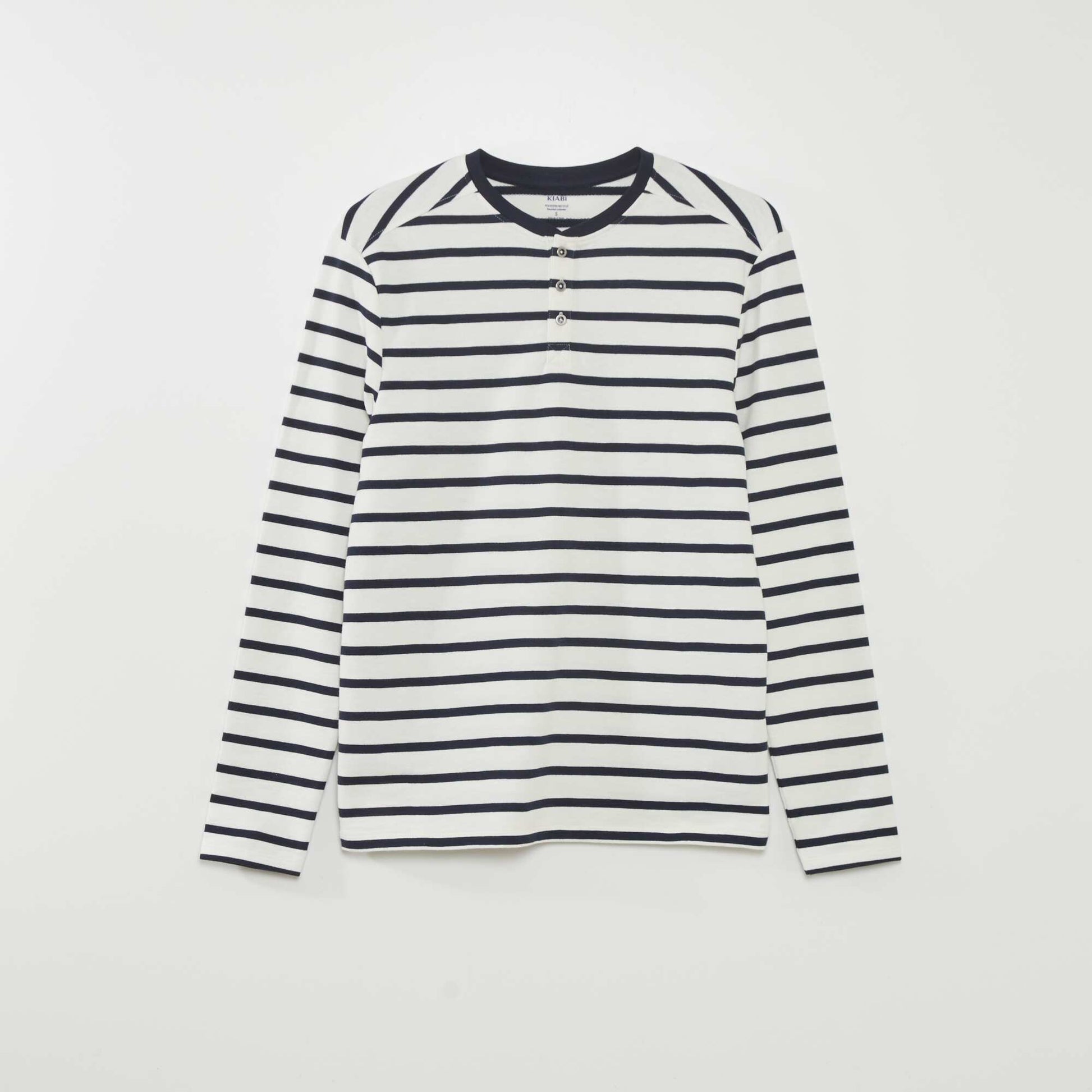 T-shirt marini re col boutonn Blanc/bleu marine