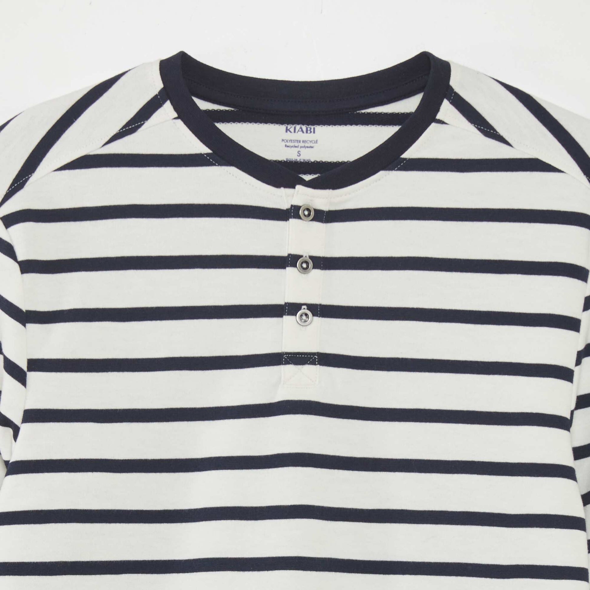 T-shirt marini re col boutonn Blanc/bleu marine