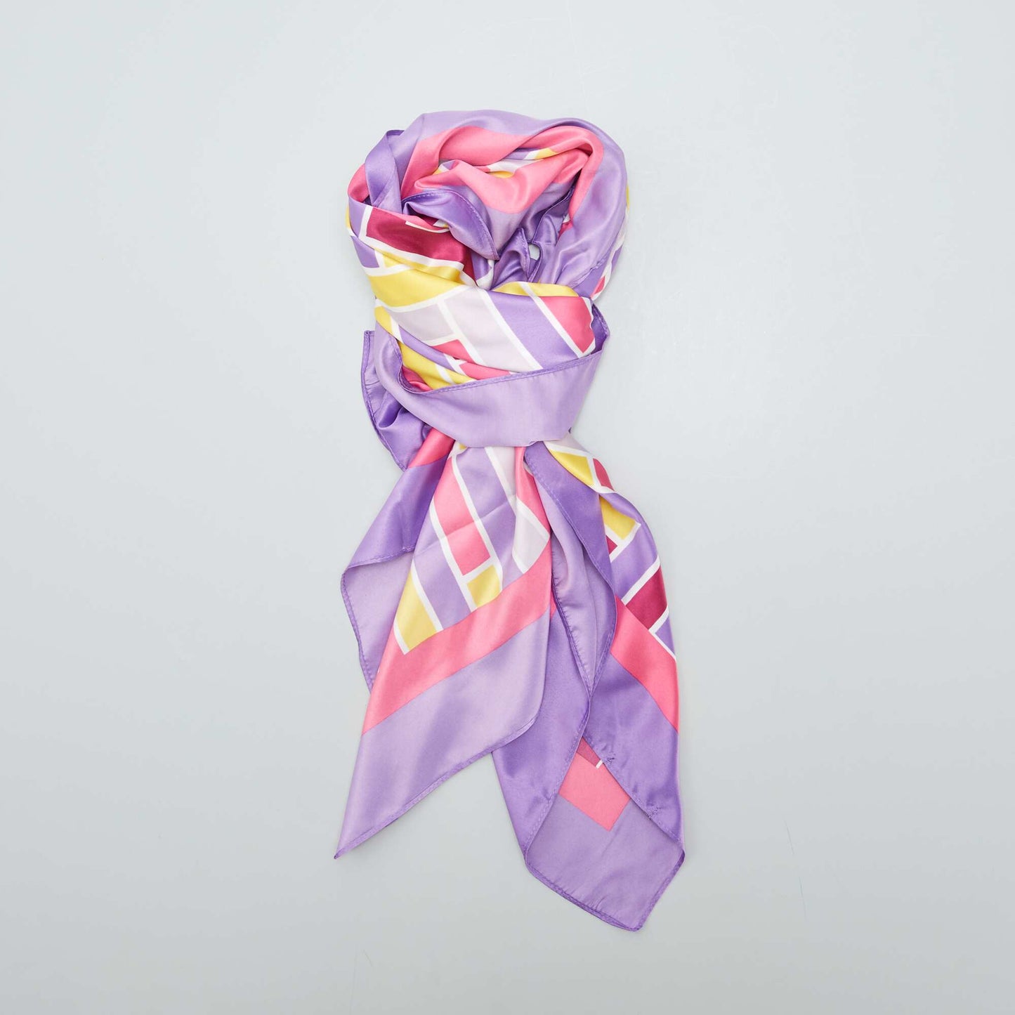 Grand foulard imprim  en satin Rose/violet/jaune