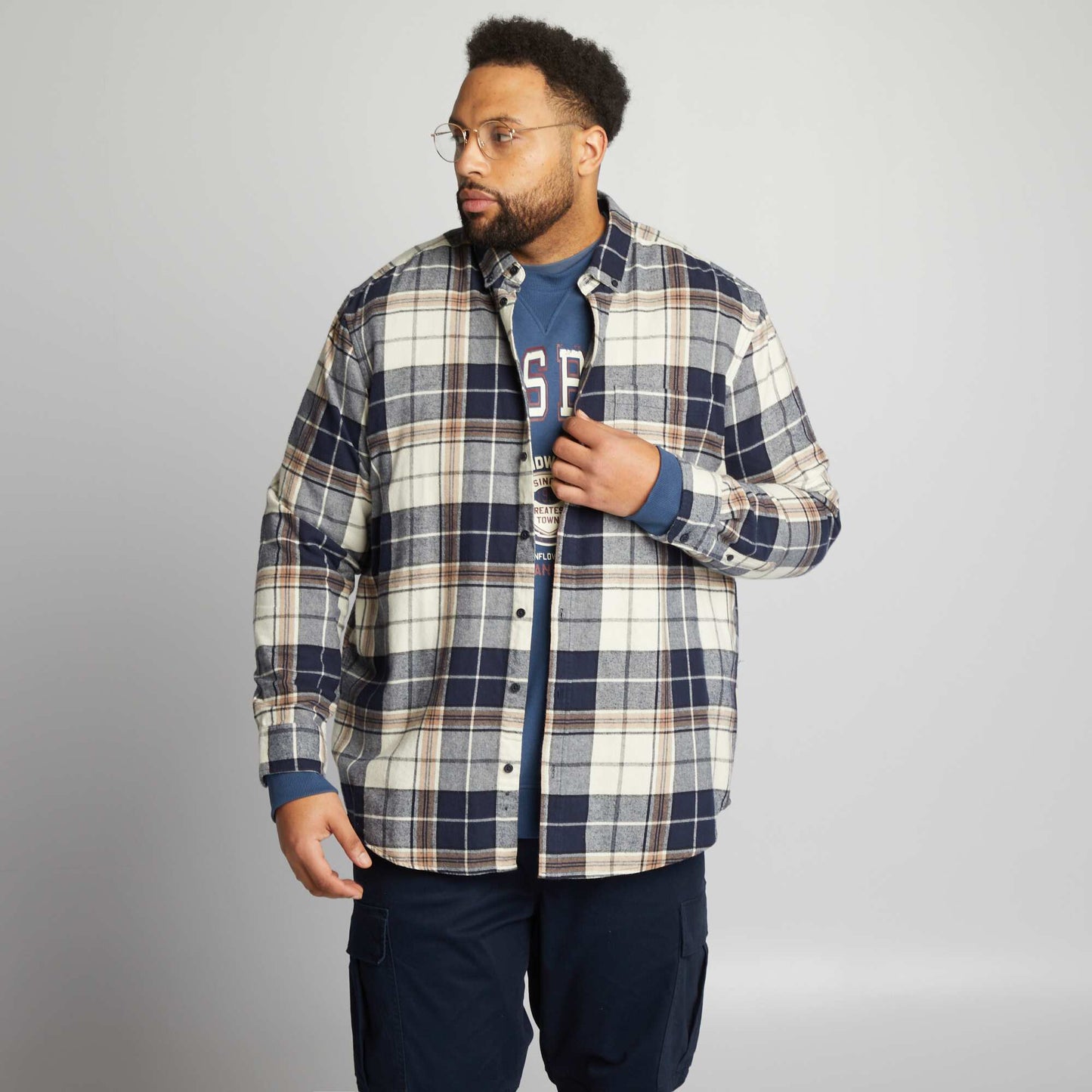 Chemise en flanelle carreaux Bleu