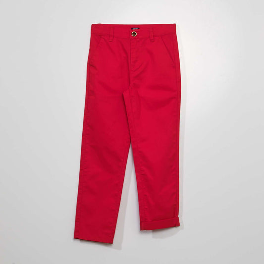 Pantalon chino uni rouge