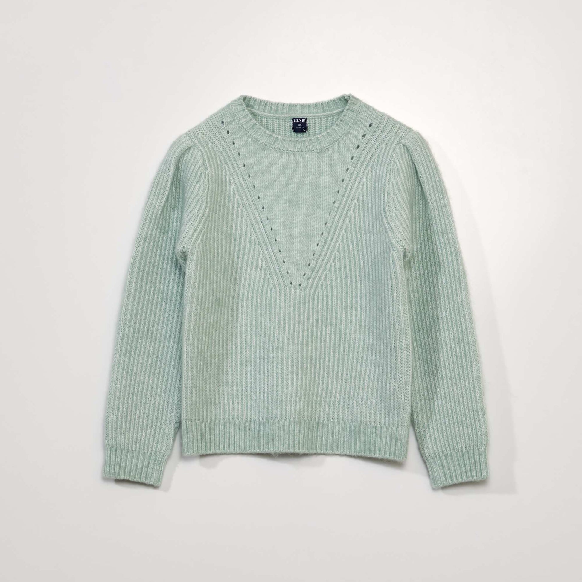 Pull point mousse maille ajour e bleu