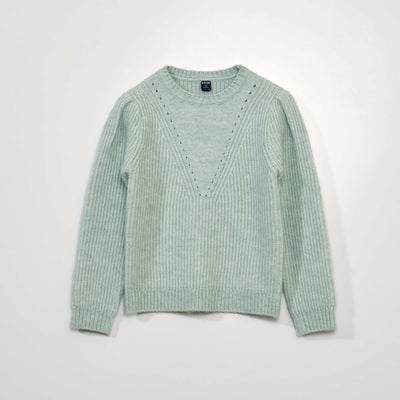 Pull point mousse maille ajour e bleu