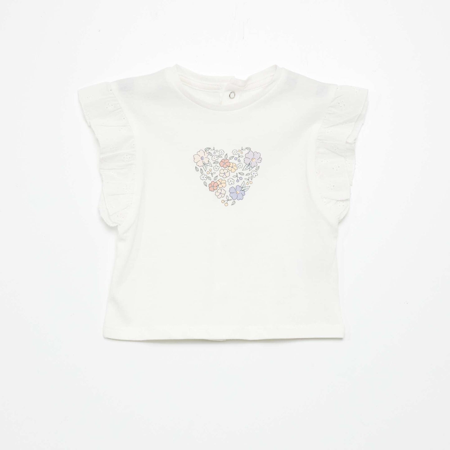 Top en coton paules volant es Blanc