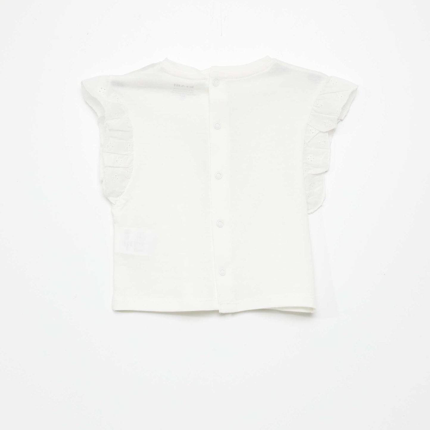 Top en coton paules volant es Blanc