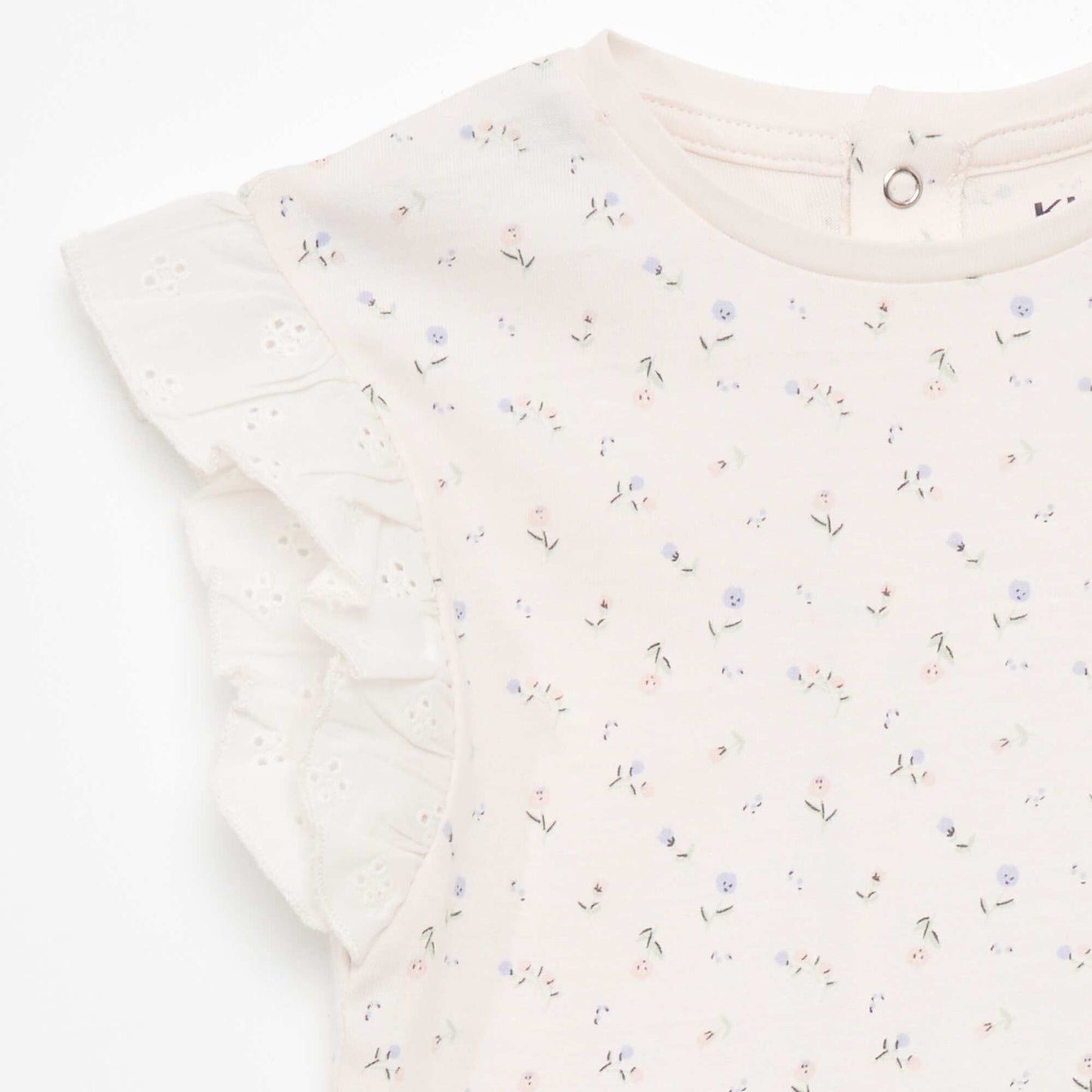 Top en coton paules volant es Rose