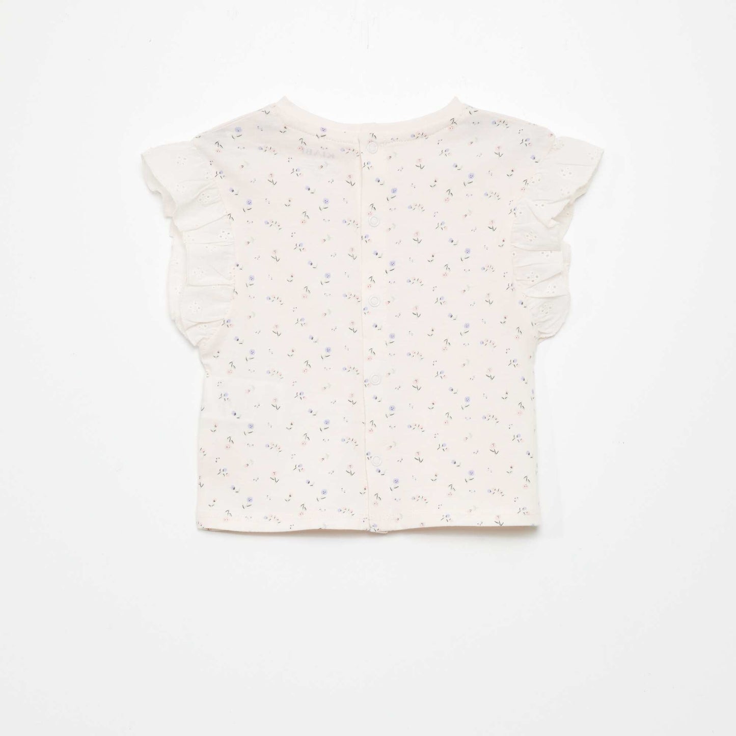 Top en coton paules volant es Rose