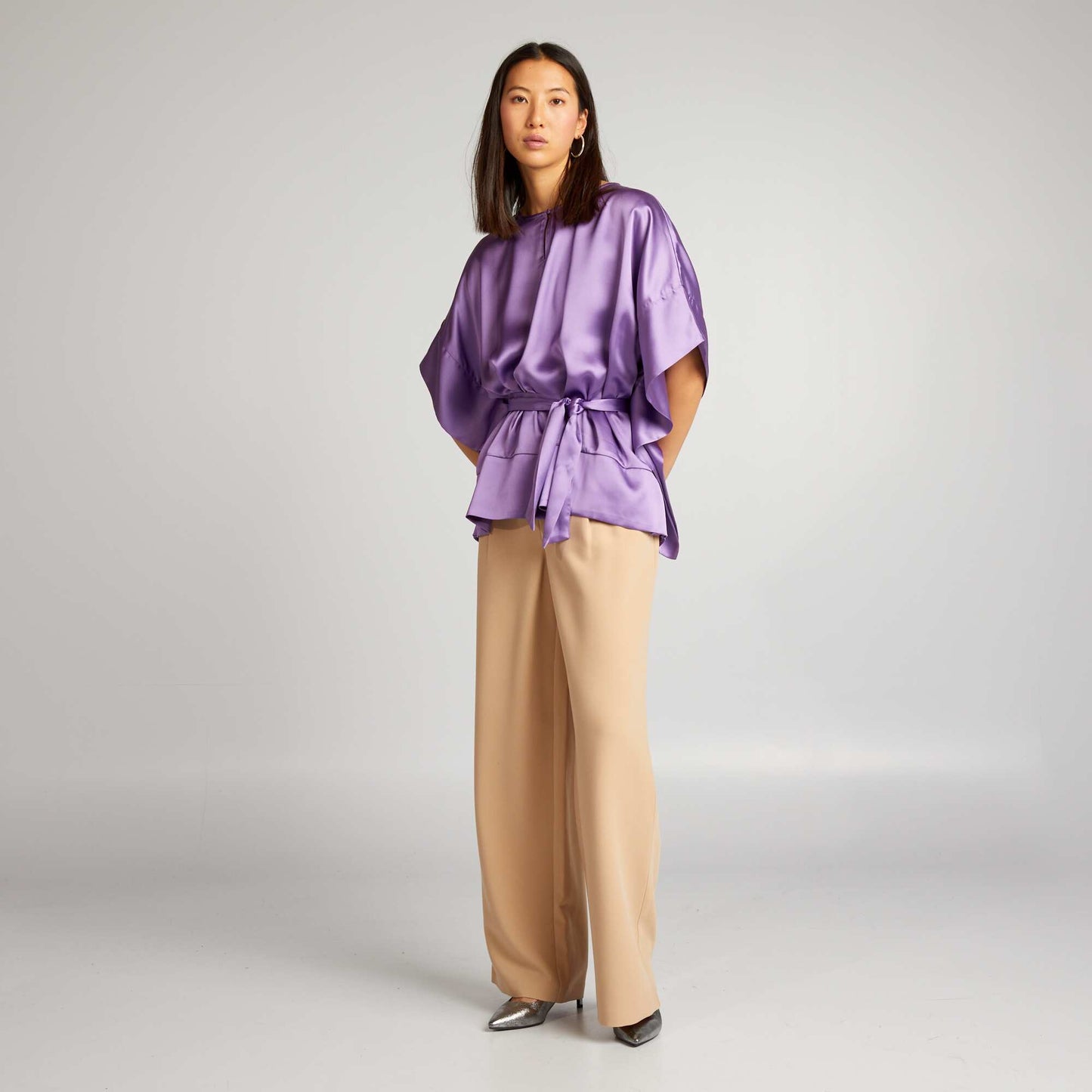 Blouse sans manches unie et satin e Violet