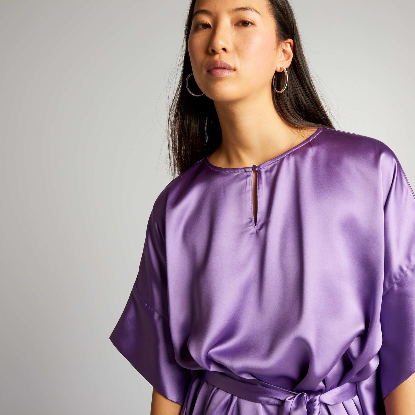 Blouse sans manches unie et satin e Violet