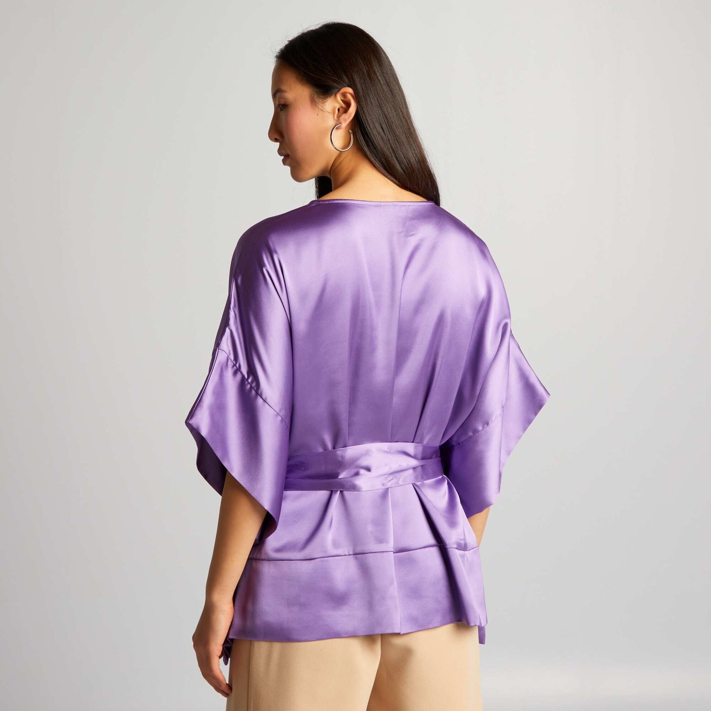 Blouse sans manches unie et satin e Violet