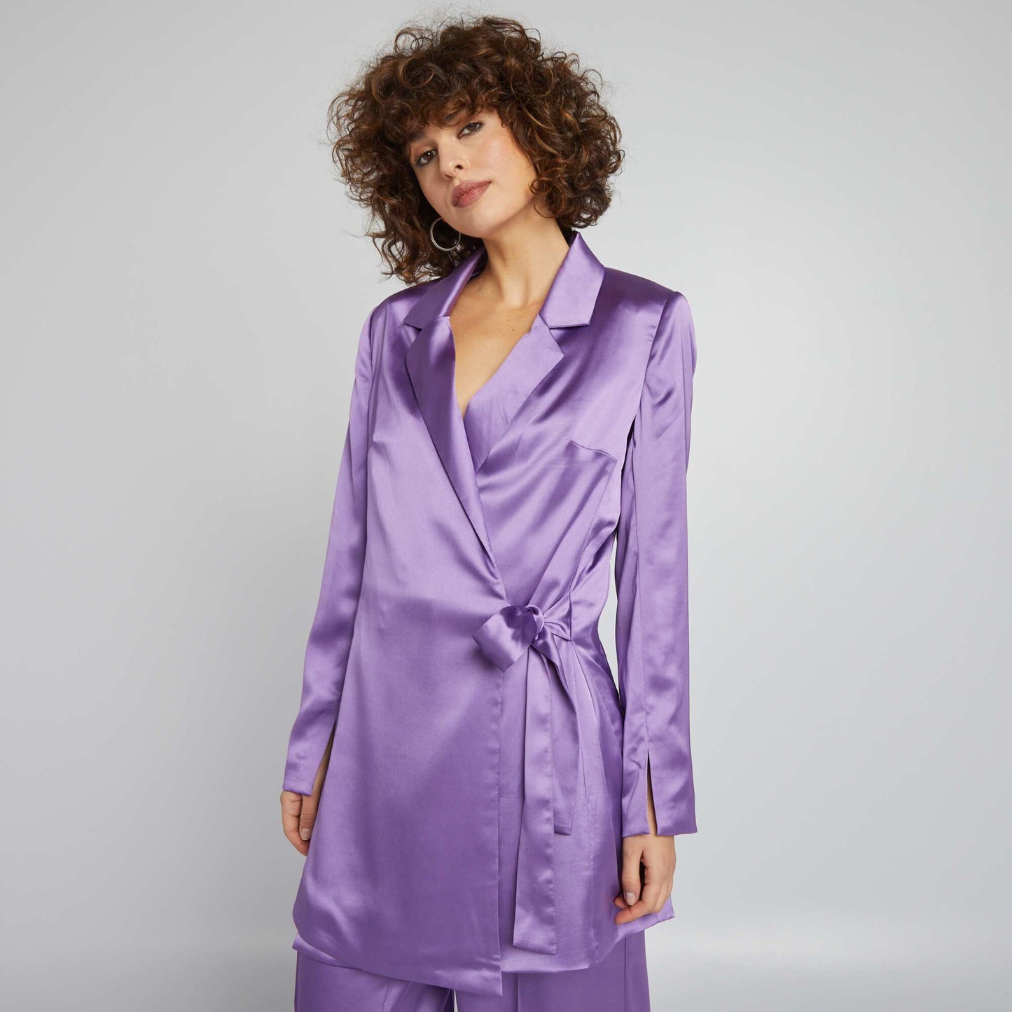 Veste longue en satin VIOLET