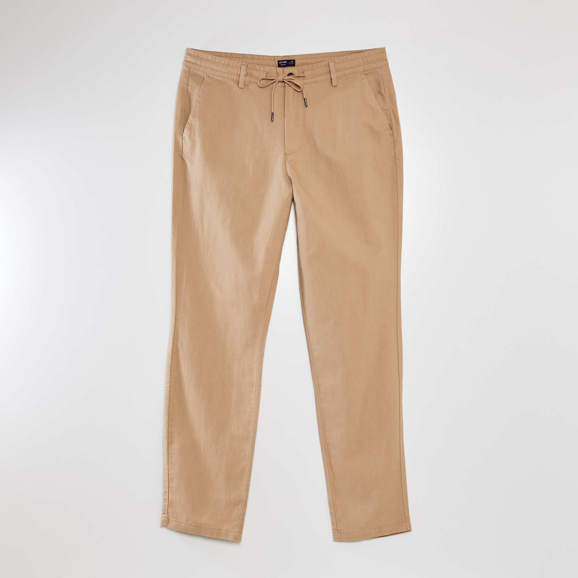 Pantalon chino slim en lin Beige