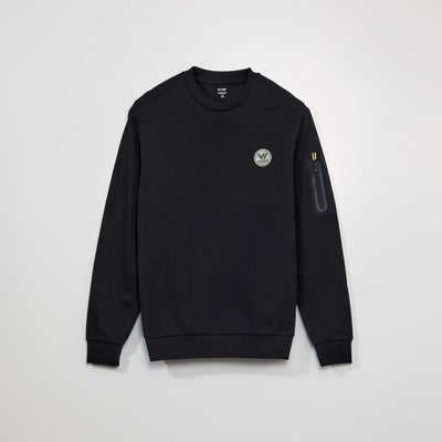 Sweat en piqu de coton Noir