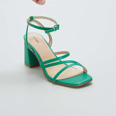 Sandales talon carr avec brides Vert