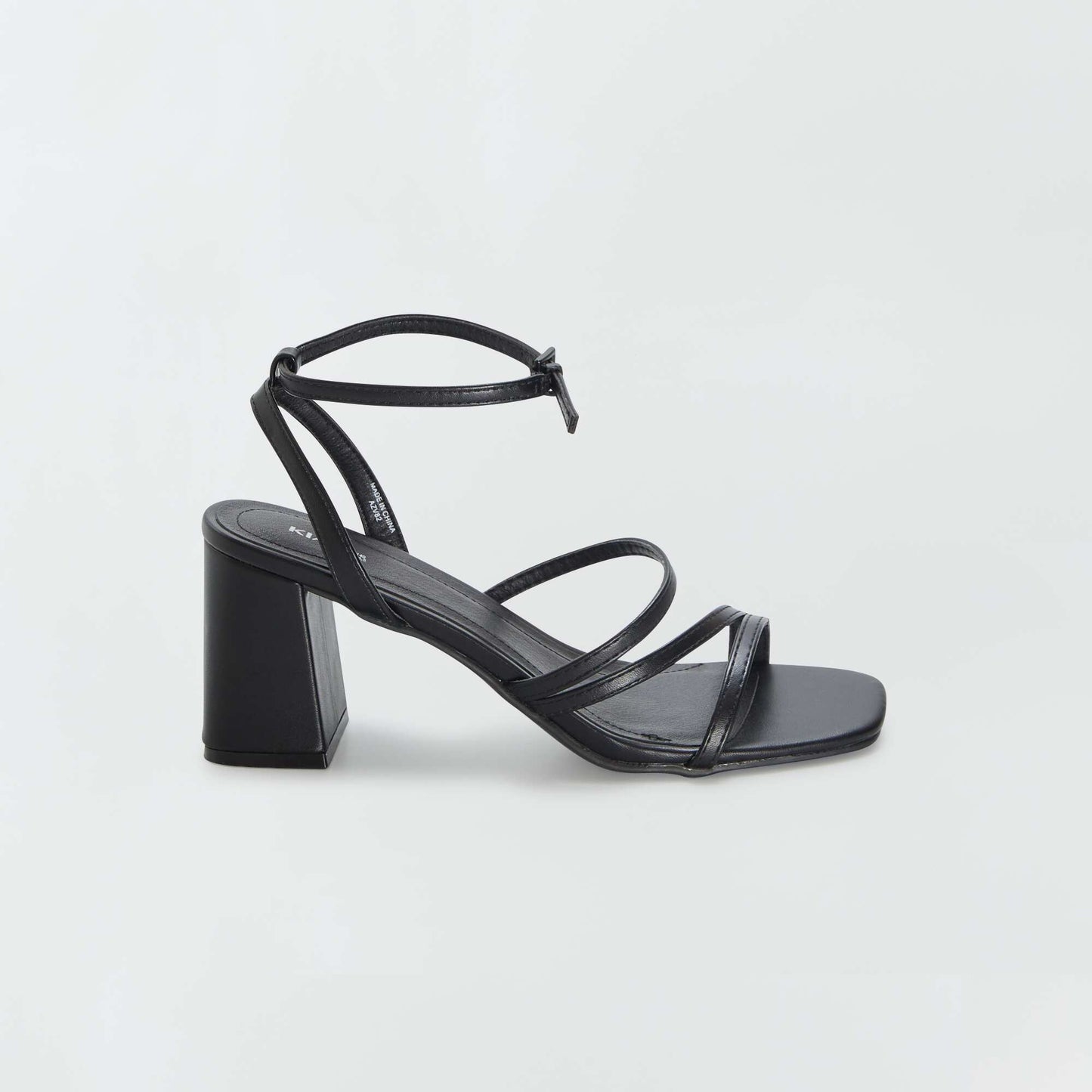 Sandales   talon carr  avec brides Noir