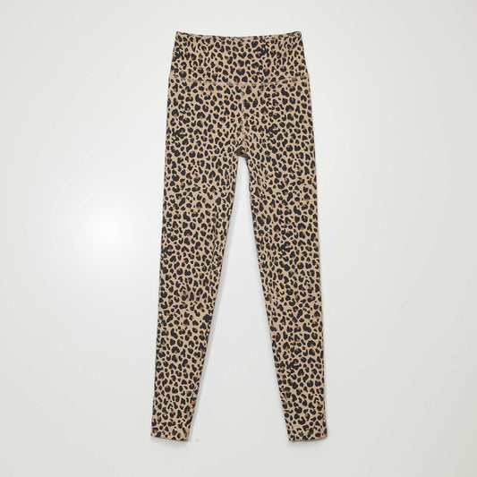 Legging avec imprim  l opard Marron