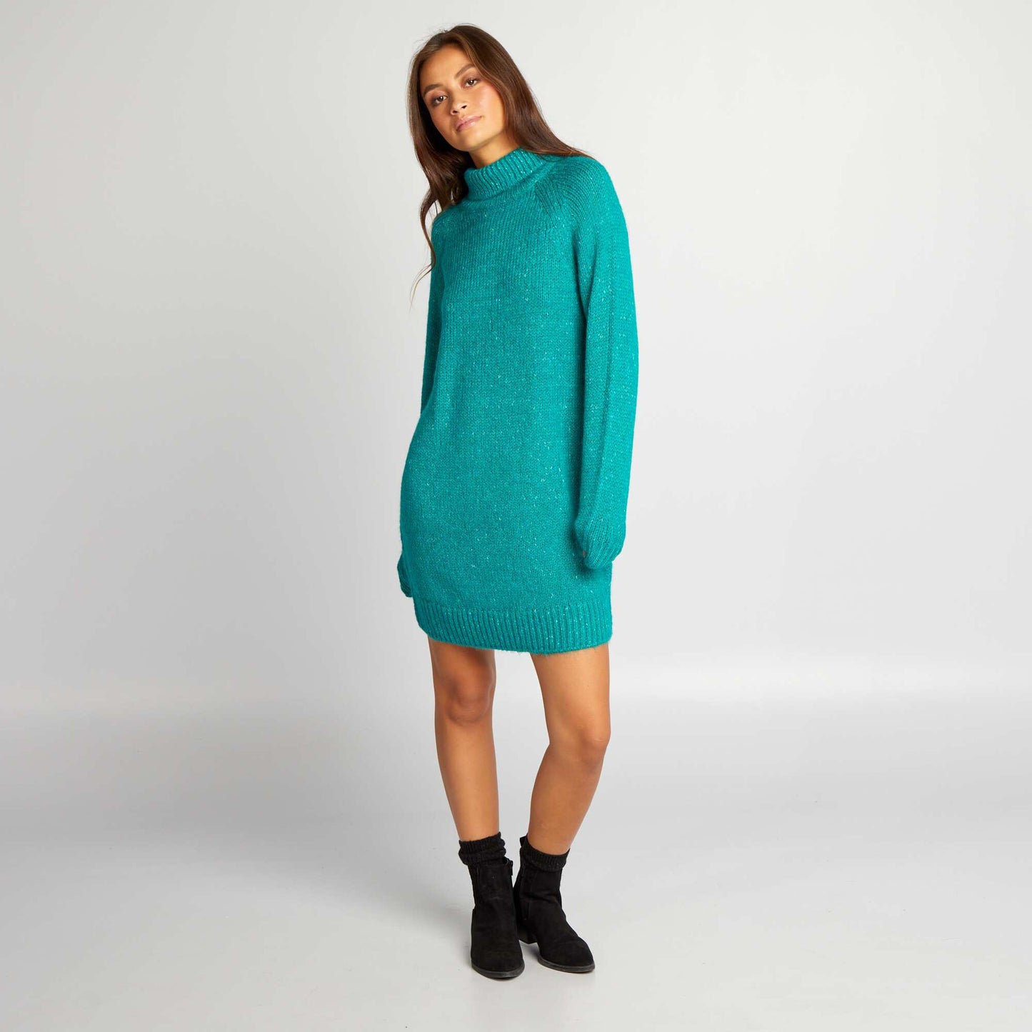 Robe pull courte en maille Vert