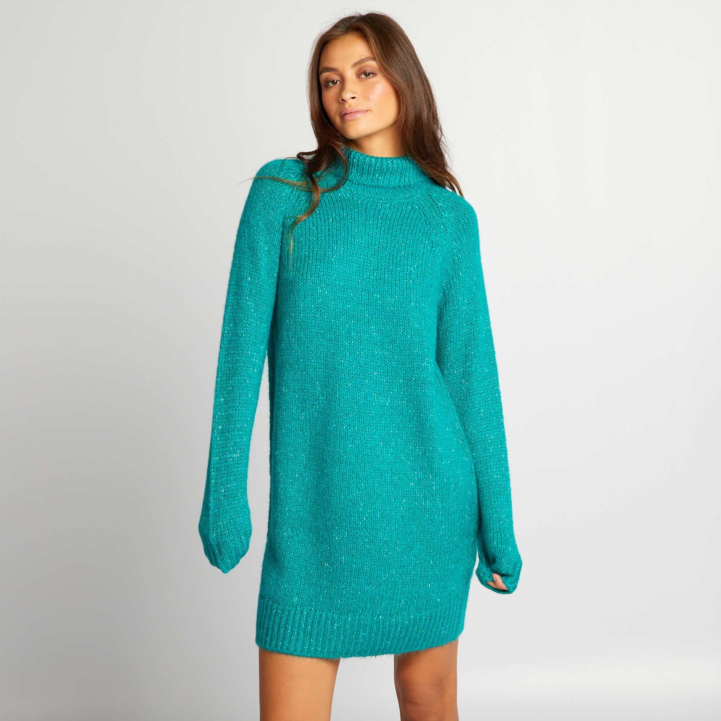 Robe pull courte en maille Vert