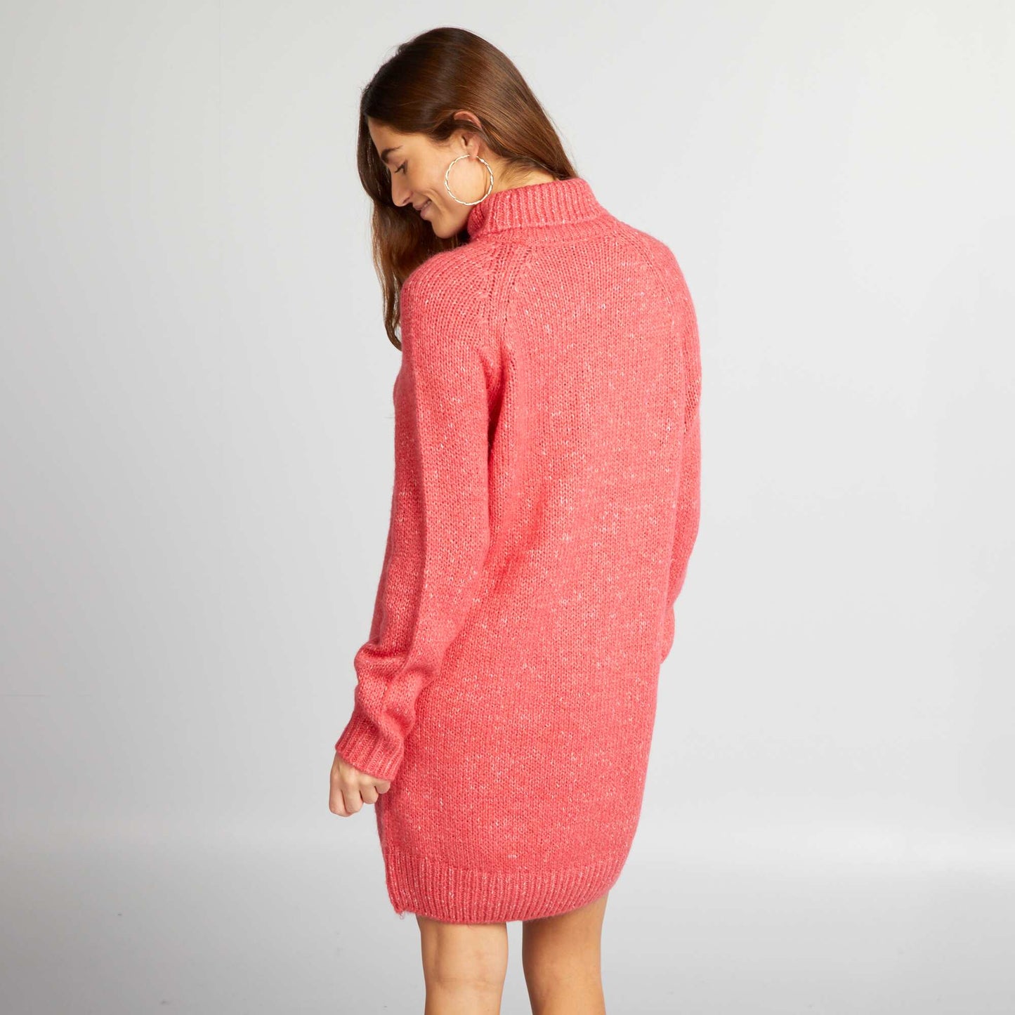 Robe pull courte en maille Rose