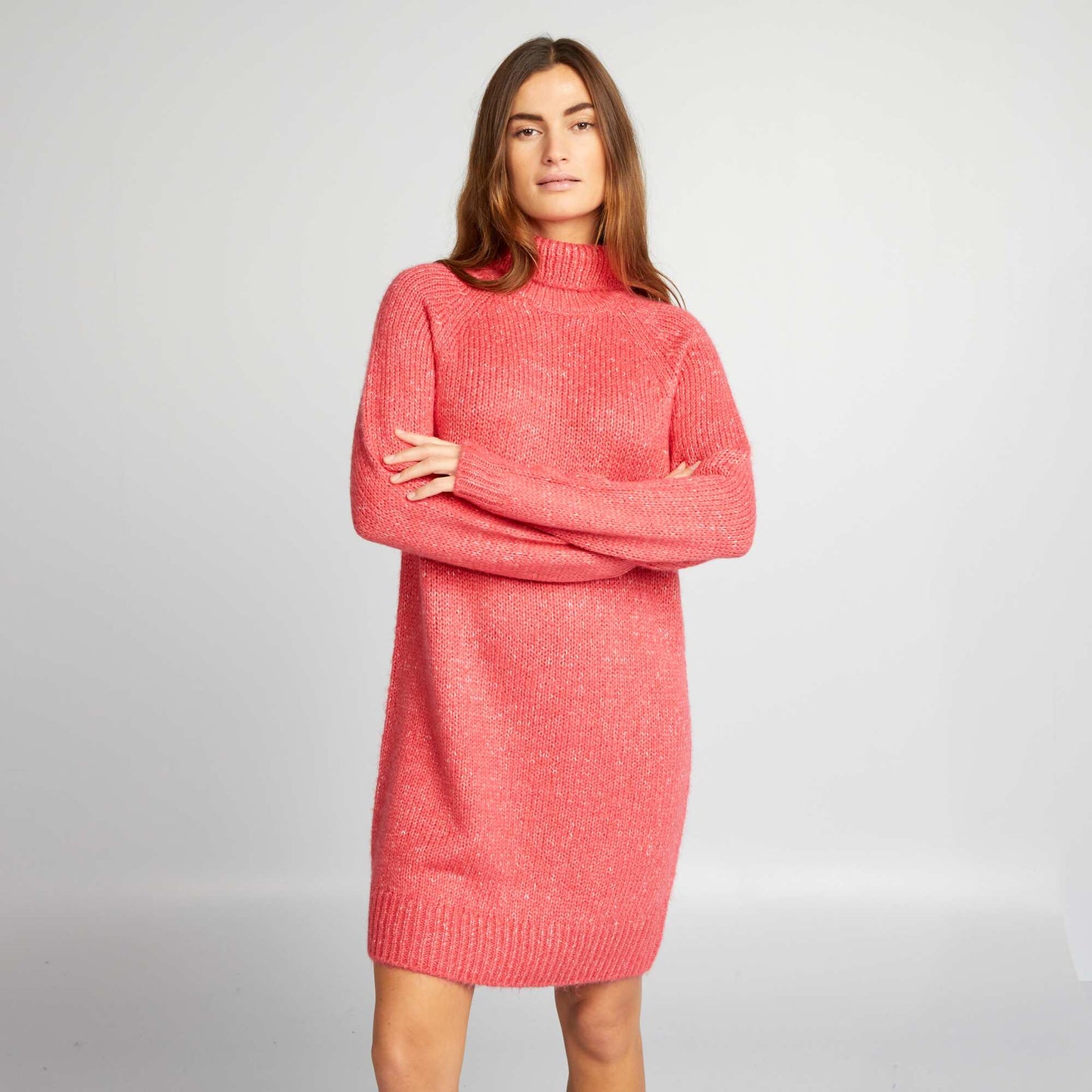 Robe pull courte en maille Rose