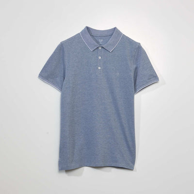 Polo en piqu de coton Bleu