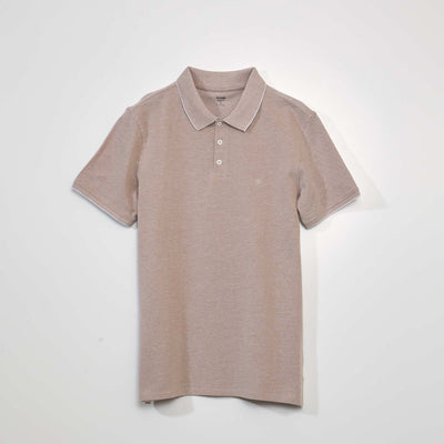 Polo en piqu de coton Beige