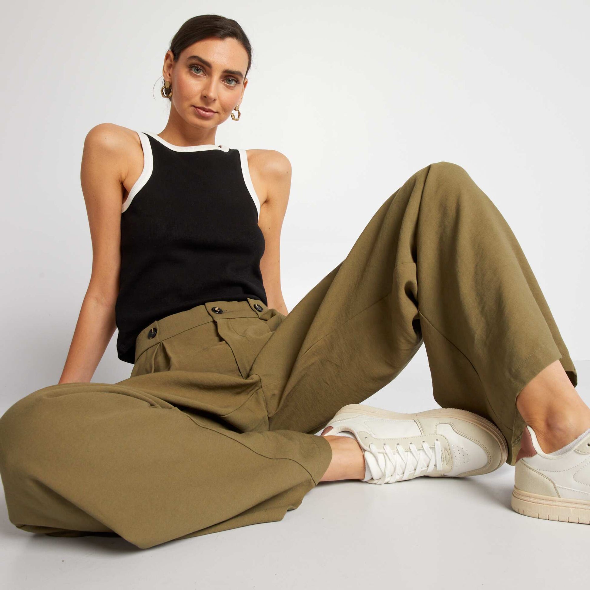 Pantalon large Vert