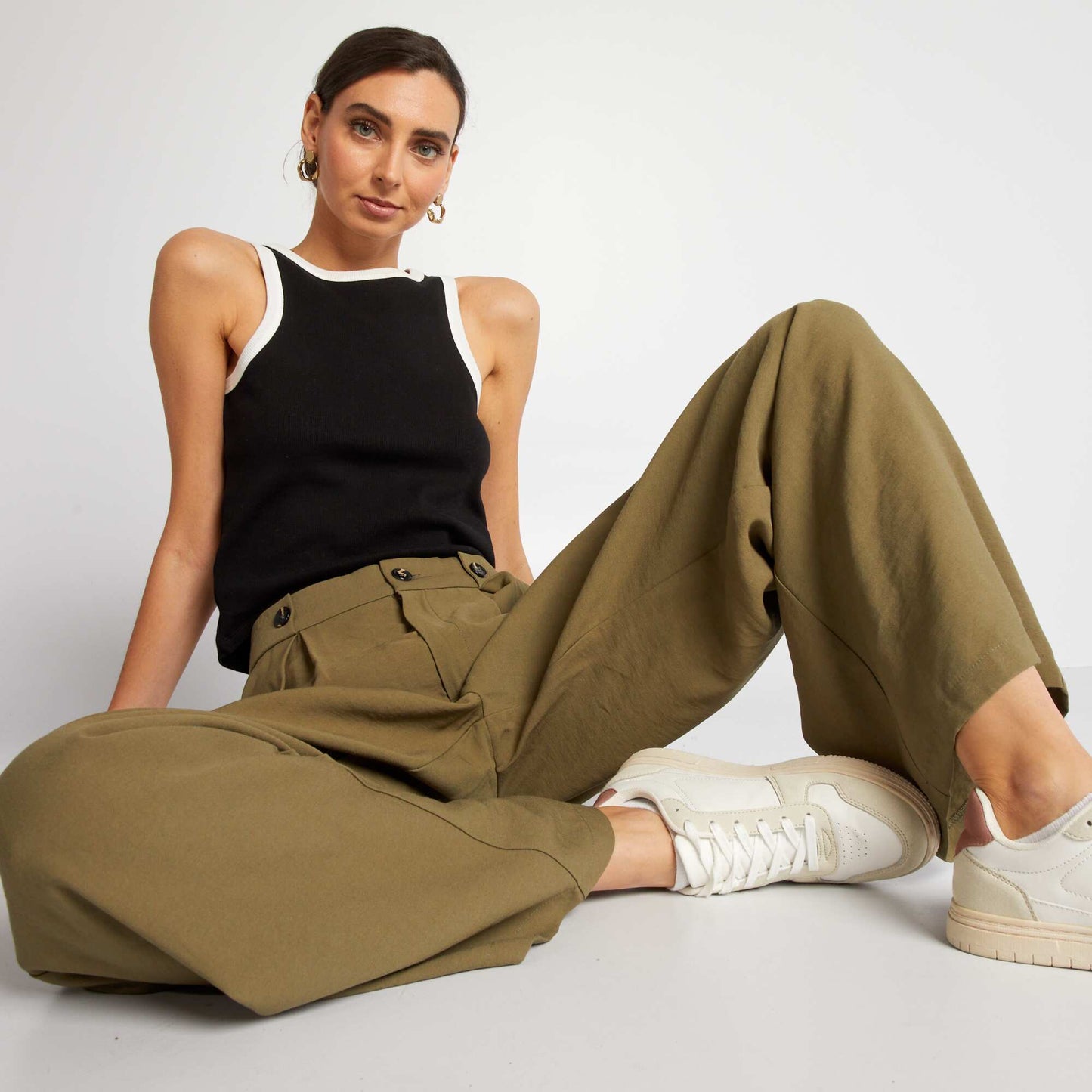 Pantalon large Vert