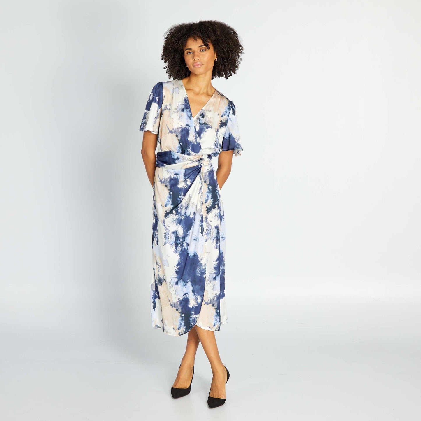 Robe midi tye and dye Bleu