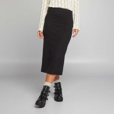 Jupe midi en tricot noir