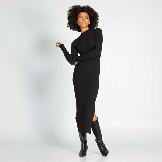 Robe longue en maille c tel e REAL BLACK