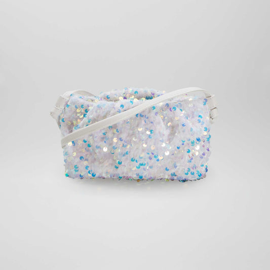 Sac bandouli re sequins Blanc iris