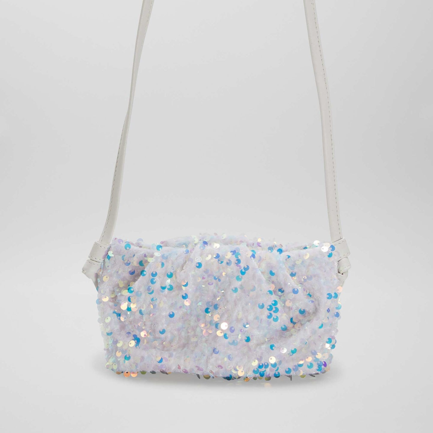 Sac bandouli re sequins Blanc iris