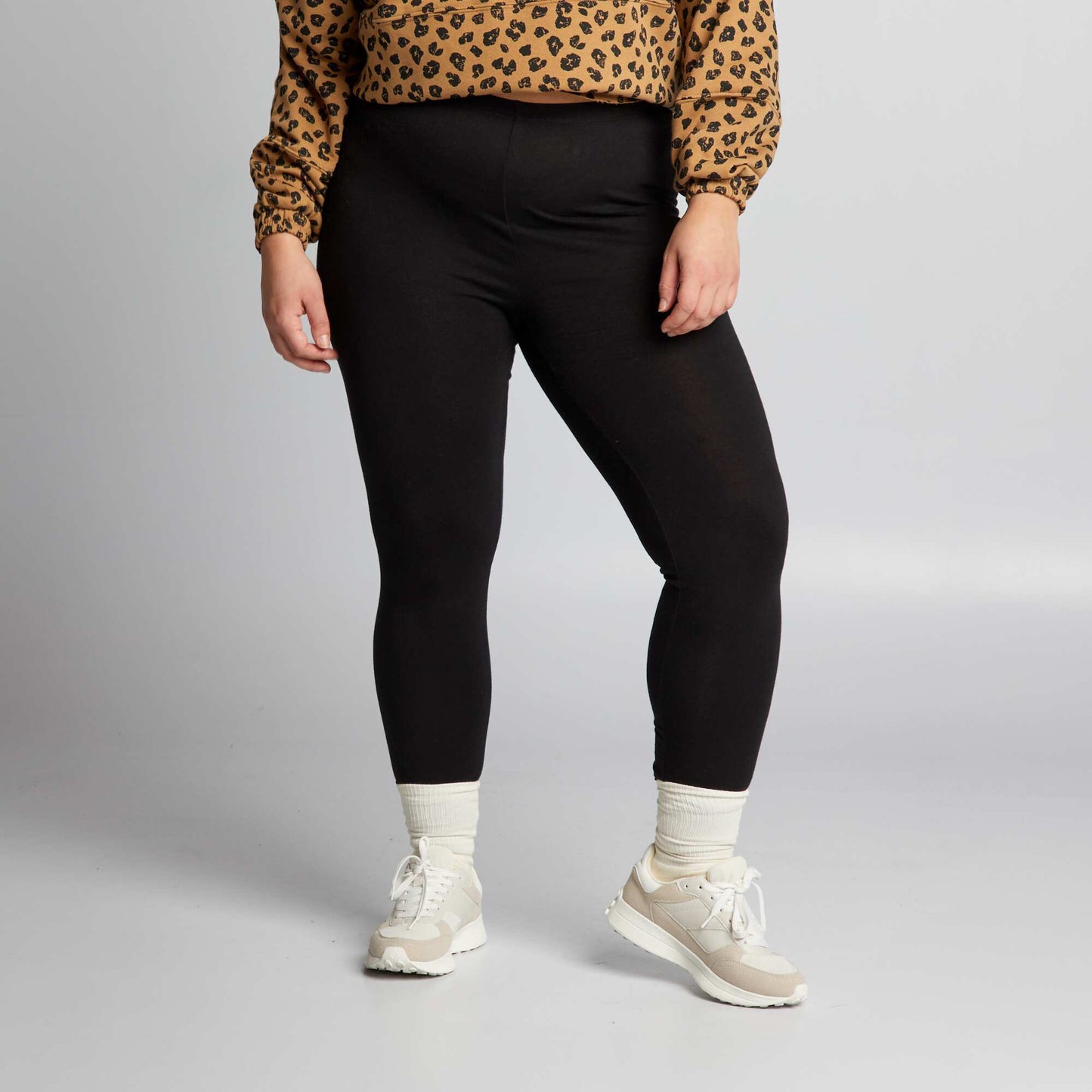 Legging long en coton noir