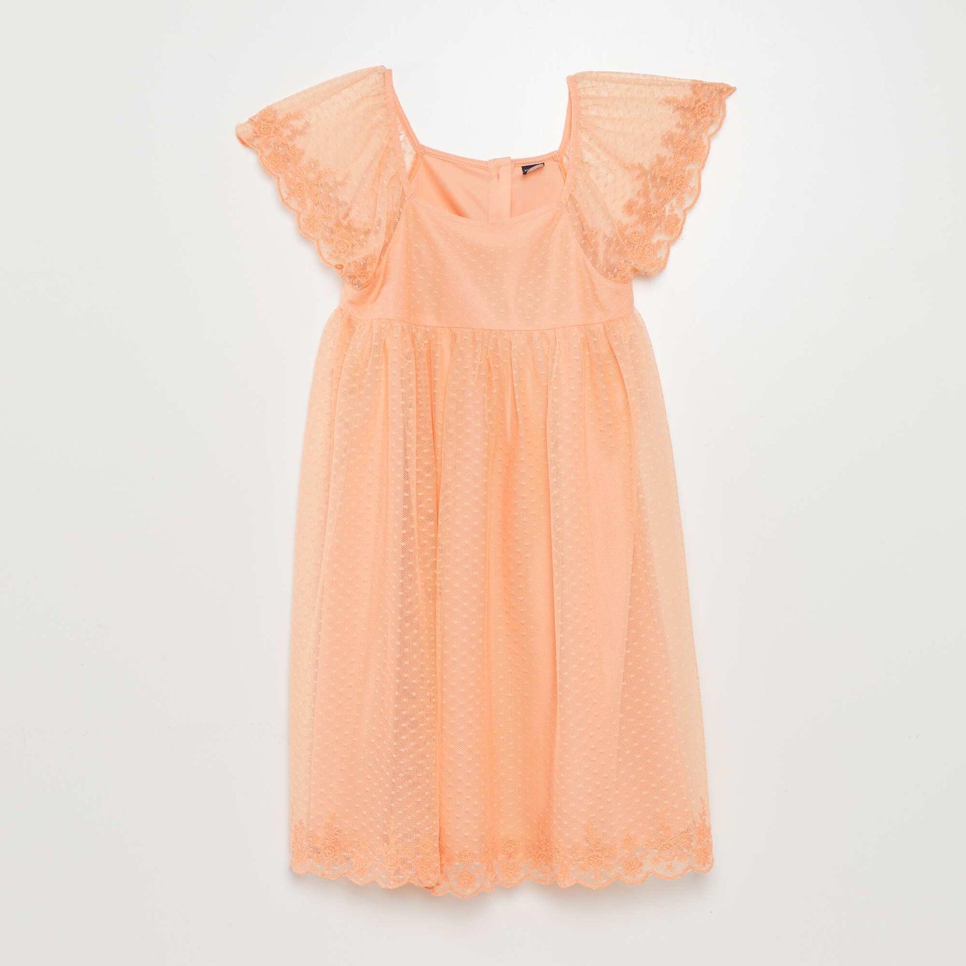 Robe trap ze en tulle plumetis Orange