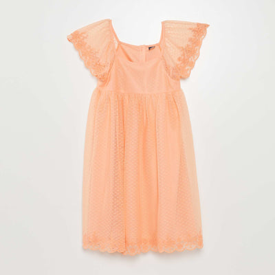 Robe trap ze en tulle plumetis Orange