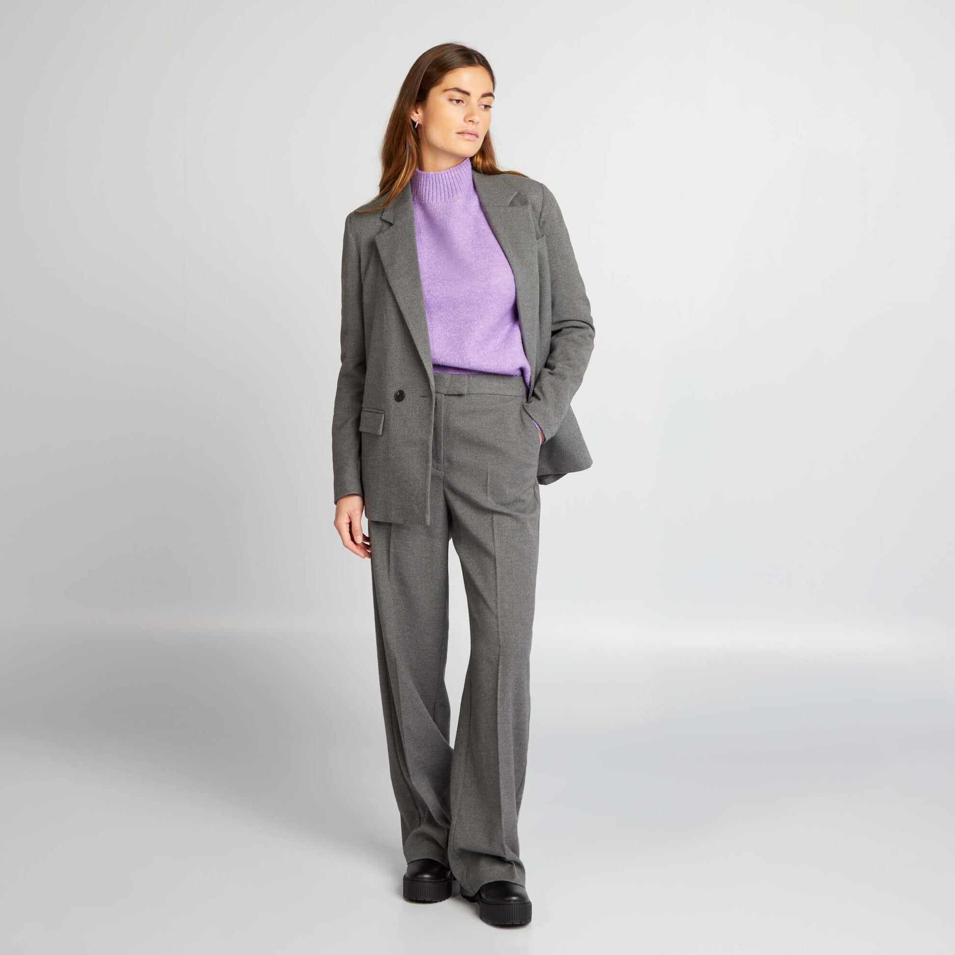 Pantalon imitation lainage Gris