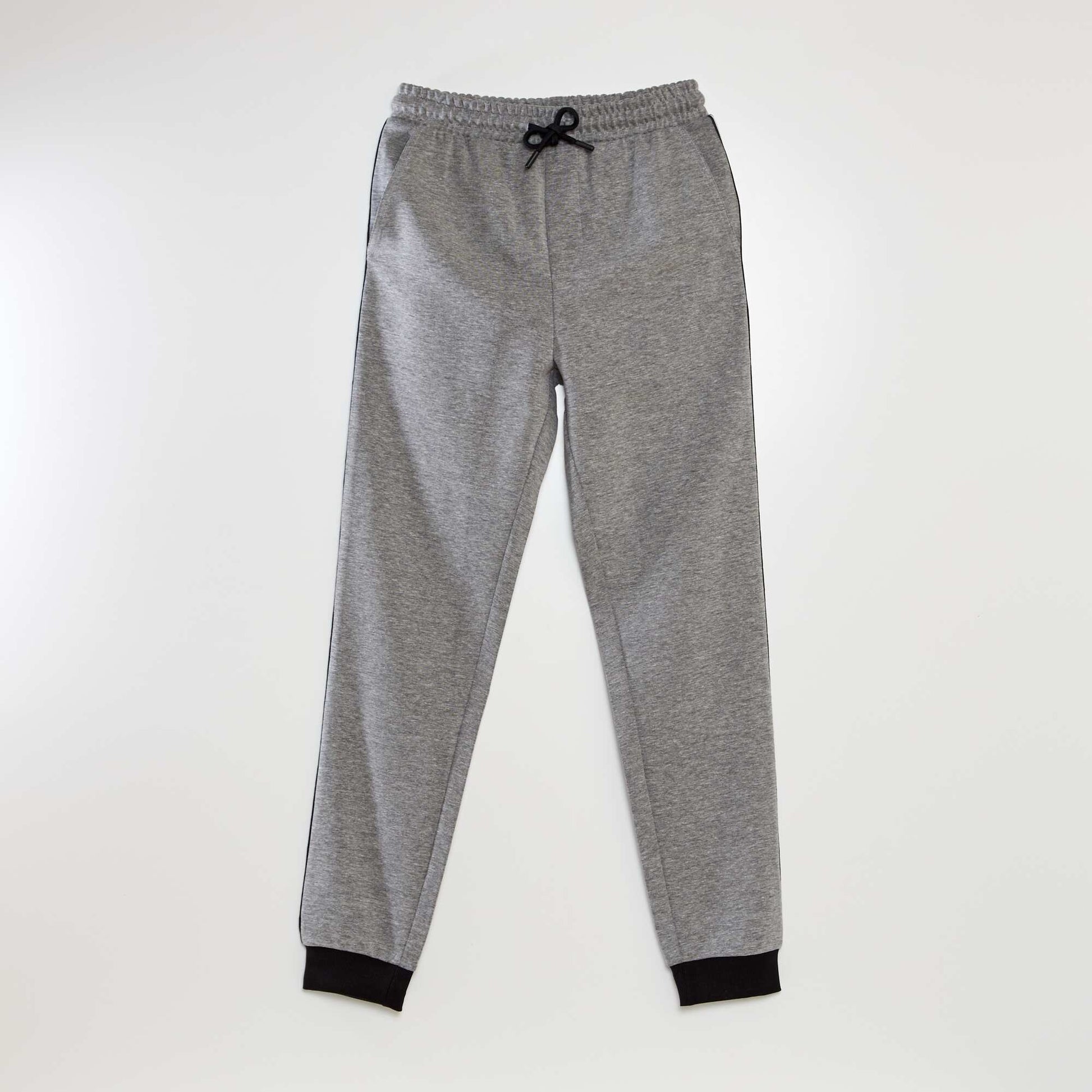 Pantalon jogging en interlock avec biais contrast Gris