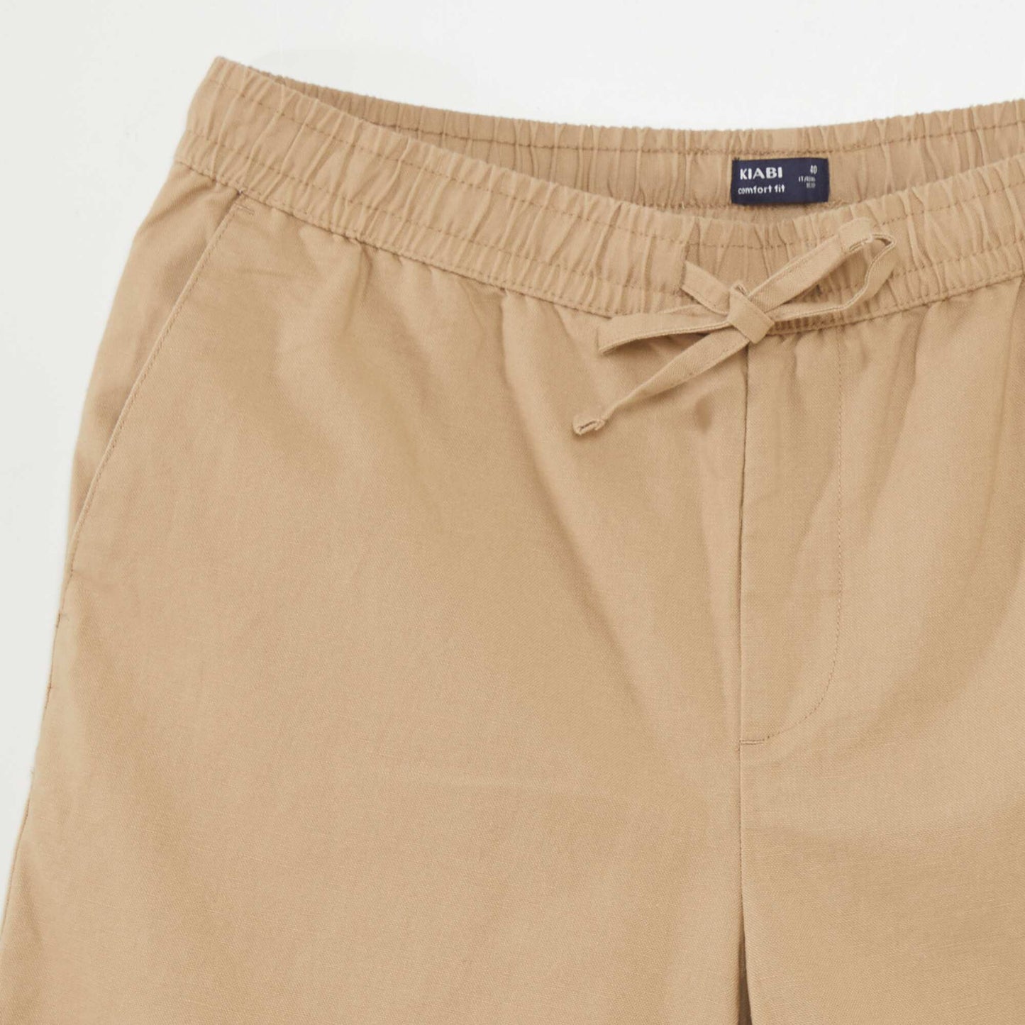 Bermuda chino large avec lin Beige