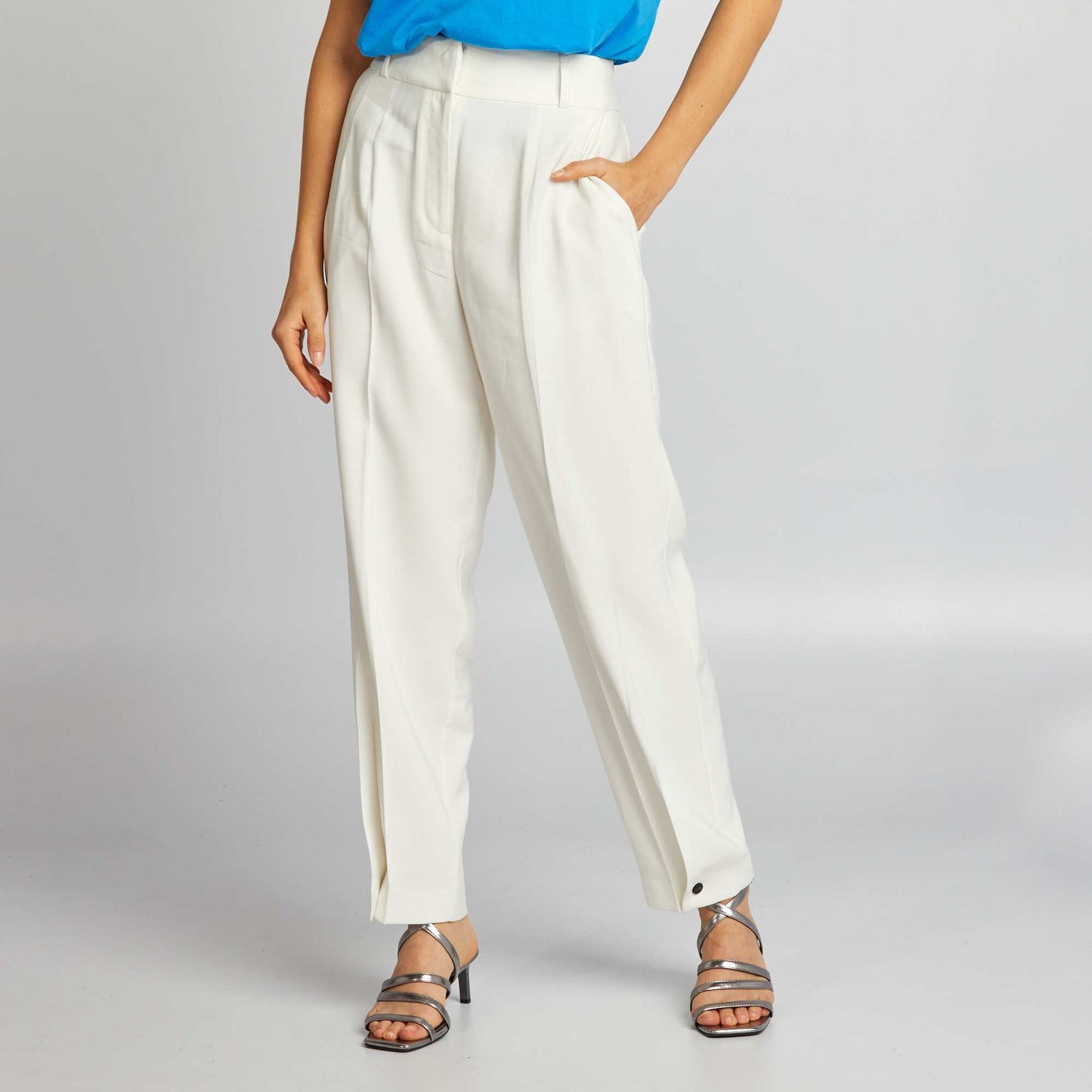 Pantalon droit taille haute Blanc