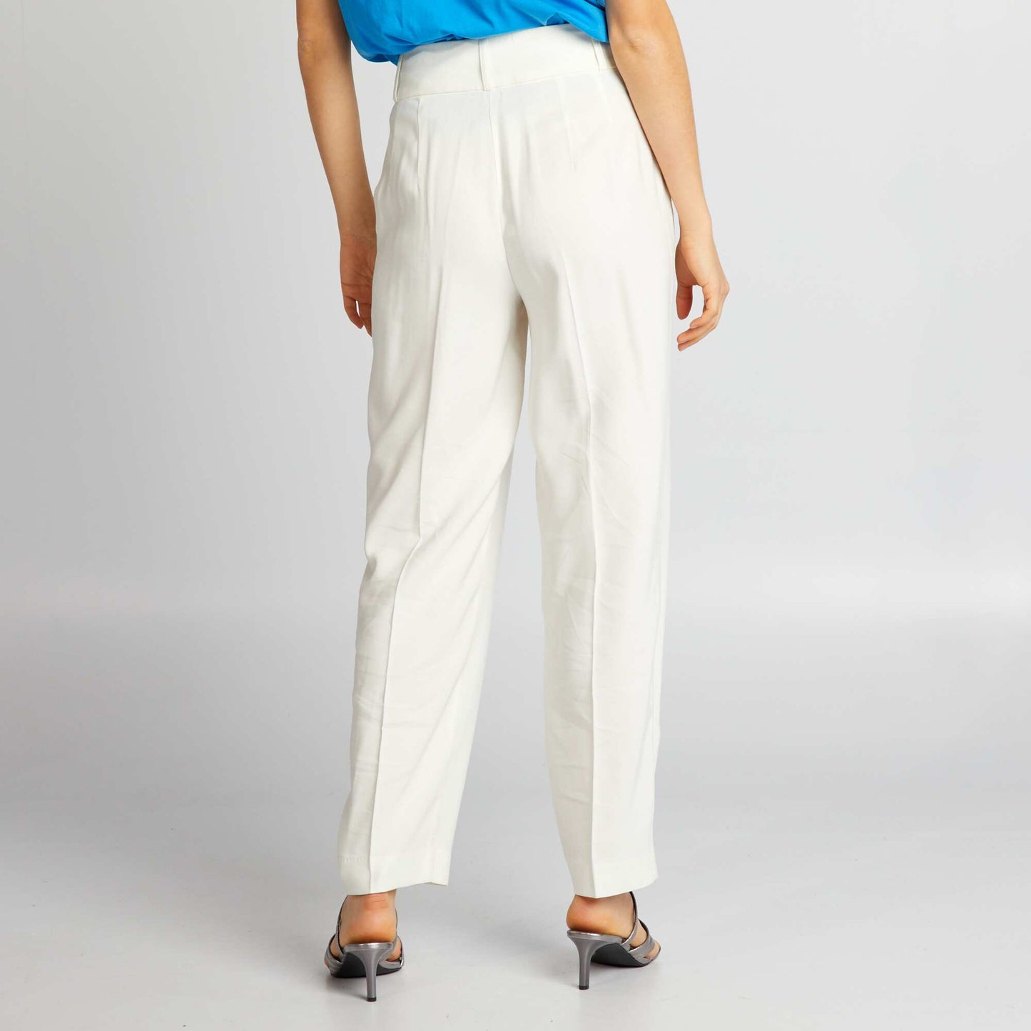 Pantalon droit taille haute Blanc