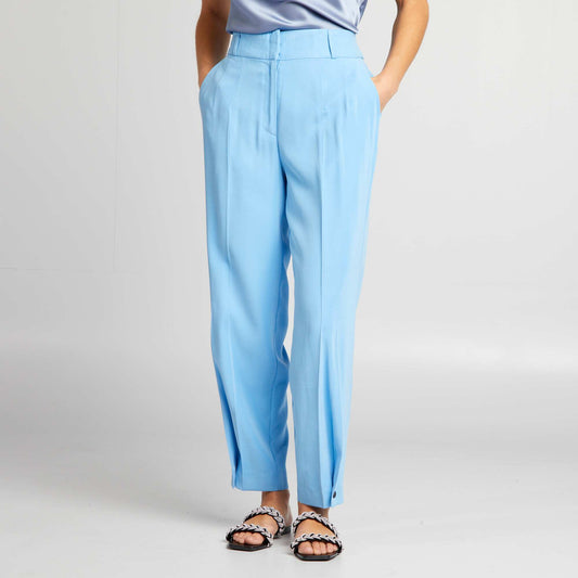 Pantalon droit taille haute Bleu